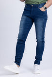 BARABAS Men's Distressed Ripped Slim Fit  Denim Jeans SN8850 Mid Blue