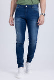 BARABAS Men's Distressed Ripped Slim Fit  Denim Jeans SN8850 Mid Blue