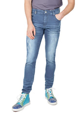 BARABAS Men's Distressed Blue Black Grey Denim Jeans SN8850 Sky Blue