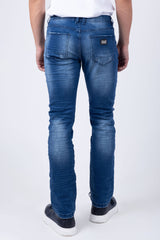 BARABAS Men's Distressed ripped Black blue Denim Jeans SN8851 Dark Blue