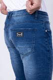 BARABAS Men's Distressed ripped Black blue Denim Jeans SN8851 Dark Blue