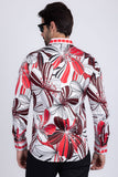 Barabas Wholesale Men's Vibrant Floral Printed Striped Long Sleeves Shirt SP08 Red