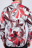 Barabas Wholesale Men's Vibrant Floral Printed Striped Long Sleeves Shirt SP08 Red