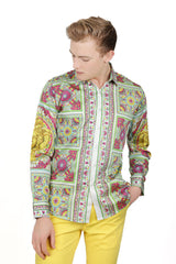 Barabas Wholesale Men's Luxury Medusa Floral Baroque Button Down Shirt SP13