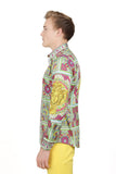 Barabas Wholesale Men's Luxury Medusa Floral Baroque Button Down Shirt SP13 blue
