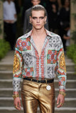 Barabas Wholesale Men's Luxury Medusa Floral Baroque Button Down Shirt SP13 Red 