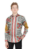 Barabas Wholesale Men's Luxury Medusa Floral Baroque Button Down Shirt SP13 Red