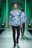 Barabas Wholesale Men's Floral Print Design Luxury Button Down Shirt SP14 Blue