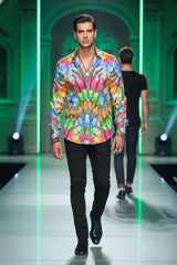 Barabas Wholesale Men's Feather Printed Design Luxury Long Sleeves Shirts SP15