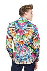 Barabas Wholesale Men's Feather Printed Design Luxury Long Sleeves Shirts SP15