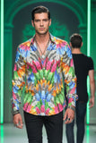 Barabas Wholesale Men's Feather Printed Design Luxury Long Sleeves Shirts SP15