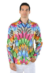 Barabas Wholesale Men's Feather Printed Design Luxury Long Sleeves Shirts SP15