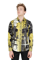 Barabas Wholesale Men's Oval Geo Prints Design Luxury Button Down Shirt SP17 Gold