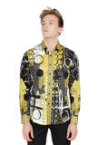 Barabas Wholesale Men's Oval Geo Prints Design Luxury Button Down Shirt SP17 Gold