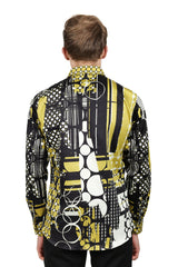 Barabas Wholesale Men's Oval Geo Prints Design Luxury Button Down Shirt SP17 Gold