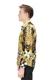 Barabas Wholesale Men's Medusa Checkered Lion Baroque Button Down Shirt SP20 Gold