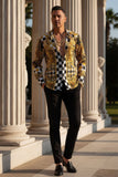 Barabas Wholesale Men's Medusa Checkered Lion Baroque Button Down Shirt SP20 Gold