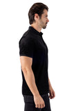 Wholesale Men's Textured Shiny Solid Color Polo Shirts SP702 Black