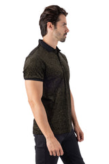 Wholesale Men's Textured Shiny Solid Color Polo Shirts SP702 Gold