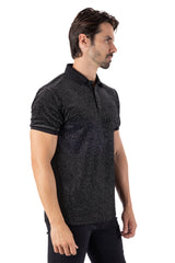 Wholesale Men's Textured Shiny Solid Color Polo Shirts SP702 Silver