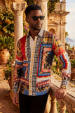 Barabas Wholesale Men Gold Chain Floral Checkered Print Luxury Dress Shirt SPR06 Multi