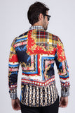 Barabas Wholesale Men Gold Chain Floral Checkered Print Luxury Dress Shirt SPR06 Multi
