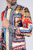Barabas Wholesale Men Gold Chain Floral Checkered Print Luxury Dress Shirt SPR06 Multi