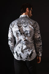 Barabas Wholesale Men's Paisley rhinestone Printed Button Down Dress Shirt SPR10 Black