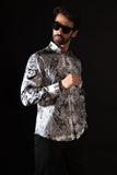 Barabas Wholesale Men's Paisley rhinestone Printed Button Down Dress Shirt SPR10 Black