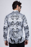 Barabas Wholesale Men's Paisley rhinestone Printed Button Down Dress Shirt SPR10 Black
