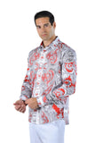 Barabas Wholesale Men's Paisley rhinestone Printed Button Down Dress Shirt SPR10 RED