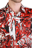 Barabas Wholesale Men's Tiger Printed Rhinestone Luxury Button Down Shirt SPR18 red