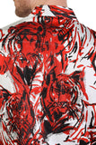 Barabas Wholesale Men's Lion Printed Rhinestone Luxury Button Down Shirt SPR18 red