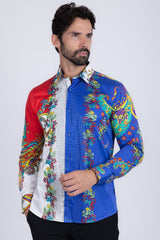 Barabas Wholesale Men's Floral Printed Rhinestone Long Sleeve Shirts SPR202