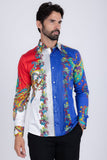 Barabas Wholesale Men's Floral Printed Rhinestone Long Sleeve Shirts SPR202