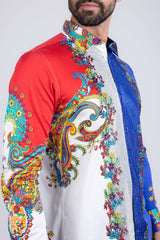 Barabas Wholesale Men's Floral Printed Rhinestone Long Sleeve Shirts SPR202