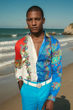 Barabas Wholesale Men's Floral Printed Rhinestone Long Sleeve Shirts SPR202