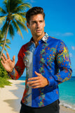 Barabas Wholesale Men's Floral Printed Rhinestone Long Sleeve Shirts SPR202