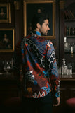 Barabas Wholesale Men's Rhinestone Zebra Roses Prints Long Sleeve Shirt SPR217 Multi
