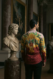 Barabas Wholesale Men's Rhinestone Medusa Cheetah Long Sleeve Shirt SPR230 Yellow