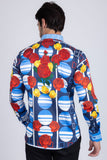 Barabas Wholesale Men's Rhinestone Floral Geometric Long Sleeve Shirt SPR235 Yellow