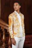 Barabas Wholesale Men Medusa Floral Print Design Button Down Luxury Shirt SPR265 White
