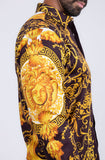 Barabas Wholesale Men Medusa Floral Print Design Button Down Luxury Shirt SPR265 Brown