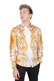 Barabas Wholesale Men Medusa Floral Print Design Button Down Luxury Shirt SPR265 White