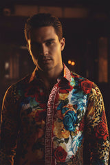 Barabas Wholesale Men's Rhinestone Baroque Greek Pattern Floral Shirts SPR609