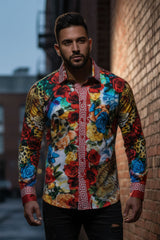 Barabas Wholesale Men's Rhinestone Baroque Greek Pattern Floral Shirts SPR609