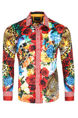 Barabas Wholesale Men's Rhinestone Baroque Greek Pattern Floral Shirts SPR609