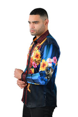 Barabas Wholesale Men's Rhinestone Floral Tiger Greek Pattern shirts SPR612