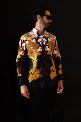Barabas Wholesale Men's Rhinestone Medusa Baroque Long Sleeve Shirt SPR950 Black
