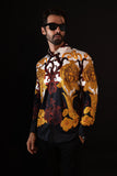 Barabas Wholesale Men's Rhinestone Medusa Baroque Long Sleeve Shirt SPR950 Black